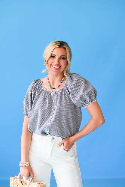 Jean Gingham Top