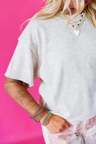 Ashleigh Short Sleeve Sweater in Oatmeal