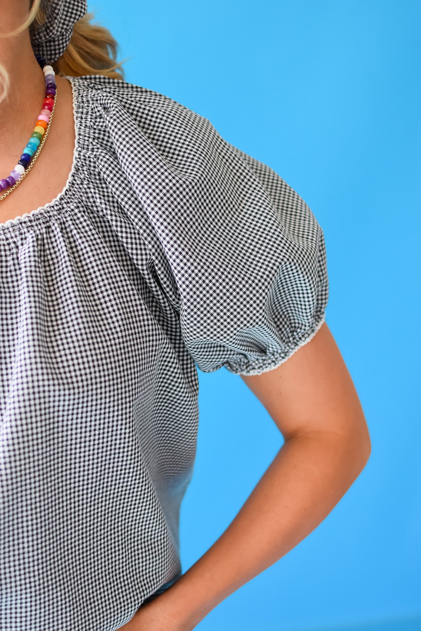 Jean Gingham Top