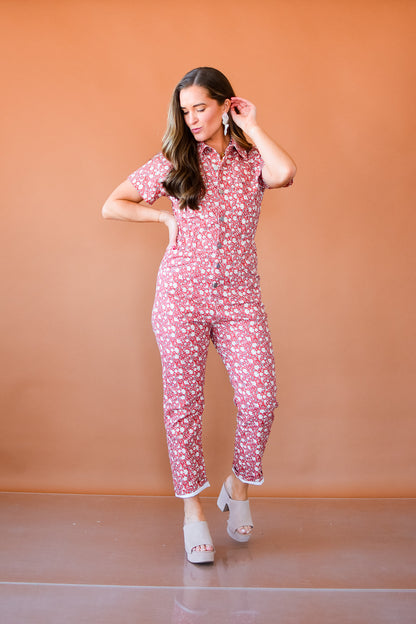 Winnie Floral Denim Jumpsuit