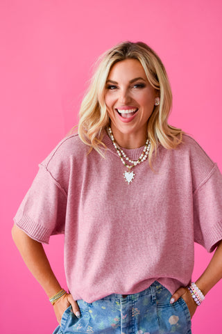 Ashleigh Short Sleeve Sweater in Mauve