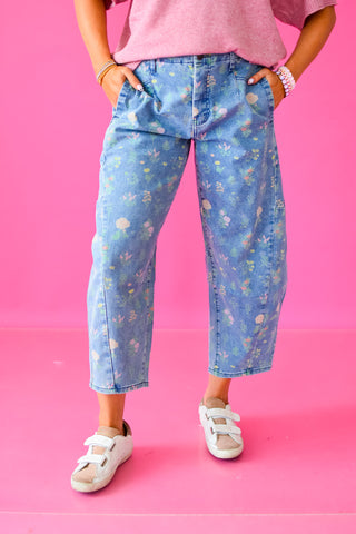 Janelle Floral Barrel Jeans