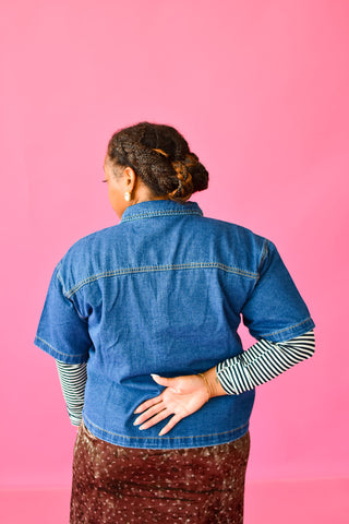 Dolly Denim Top in Dark Denim