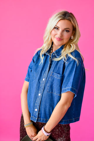 Dolly Denim Top in Dark Denim