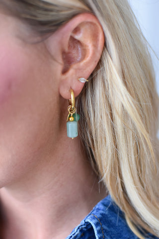 Huggie Charm Earrings - Evergreen