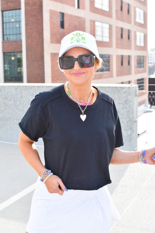 Alyssa Cropped Tee in Black