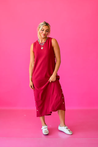 Giana Midi Dress in Dark Cherry