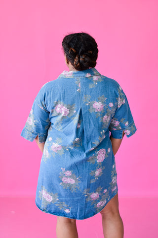 Elizabeth Floral Denim Mini Dress