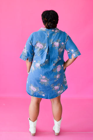 Elizabeth Floral Denim Mini Dress
