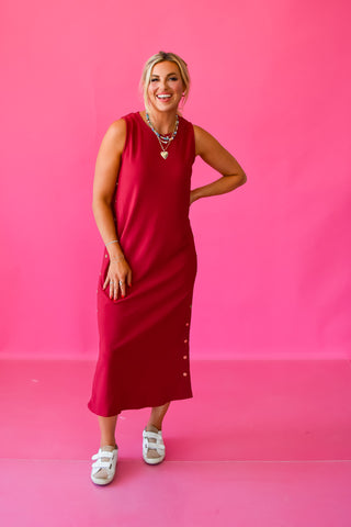 Giana Midi Dress in Dark Cherry