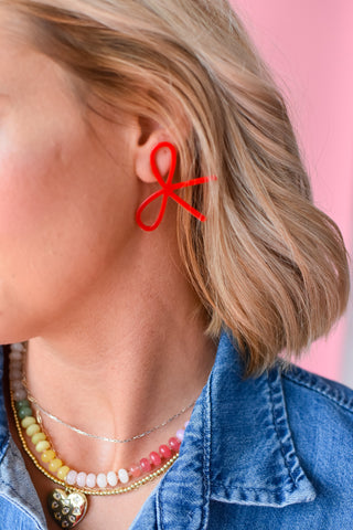 Bow Earrings in Red