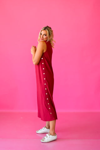 Giana Midi Dress in Dark Cherry