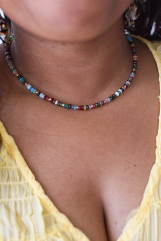 Dark Cherry Beaded Necklace