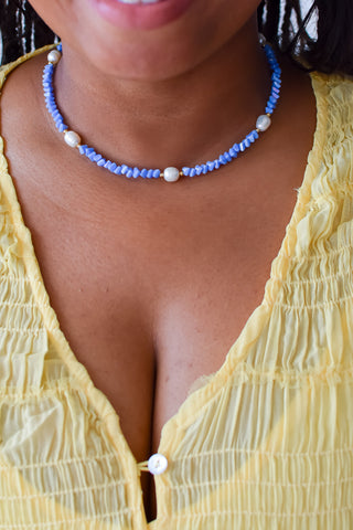 Crystal Flora Necklace - Baby Blue