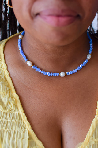 Crystal Flora Necklace - Baby Blue