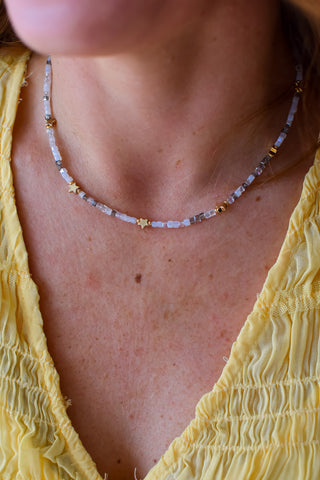 Born to Shine Necklace - Light Grey