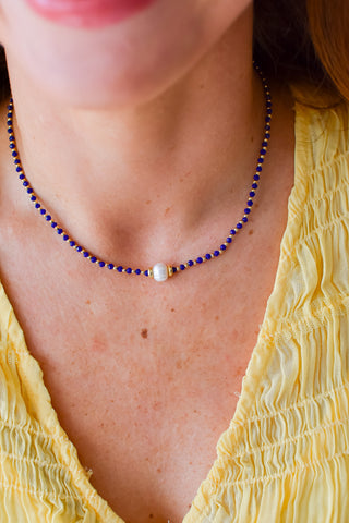Glowy Bean Necklace - Blue