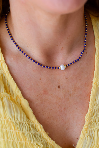 Glowy Bean Necklace - Blue