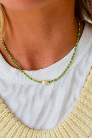Glowy Bean Necklace - Green