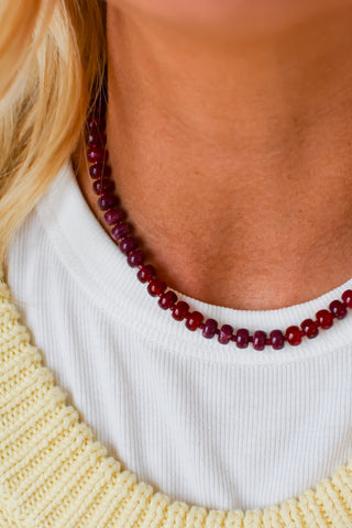 Maroon Beaded Necklace