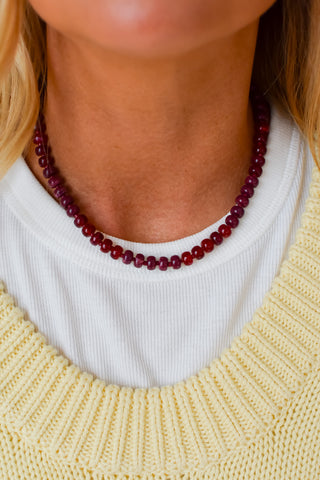Maroon Beaded Necklace