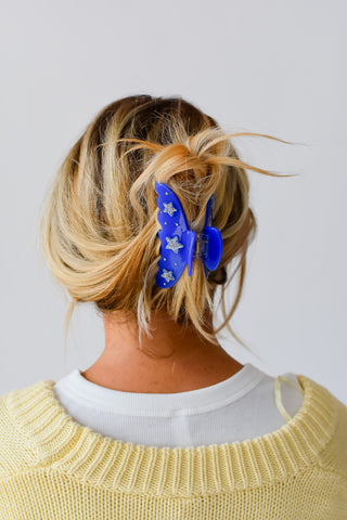 Hair Clip - Blue & Silver Stars