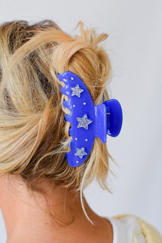 Hair Clip - Blue & Silver Stars
