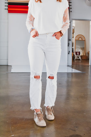 Auggie Denim Pants in White