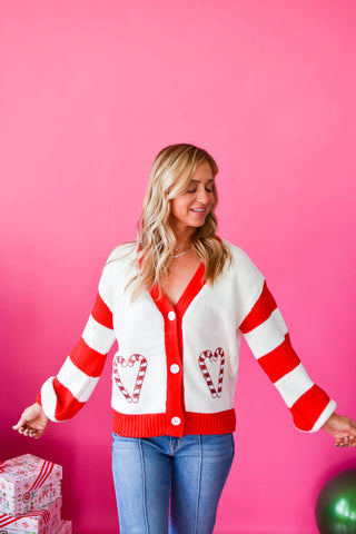 Jennifer Candy Cane Cardigan