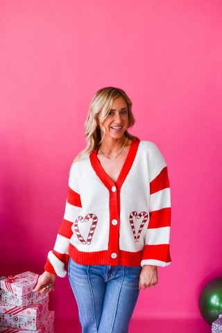 Jennifer Candy Cane Cardigan