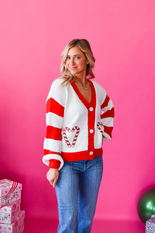Jennifer Candy Cane Cardigan