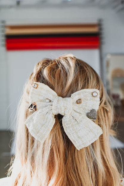 Ivory Tweed Hair Barrette