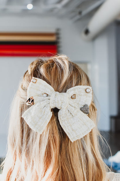 Ivory Tweed Hair Barrette