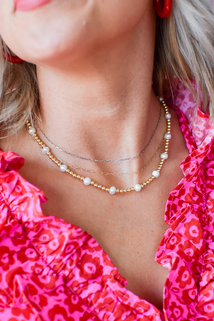 Gold and Pearl Beaded Necklace