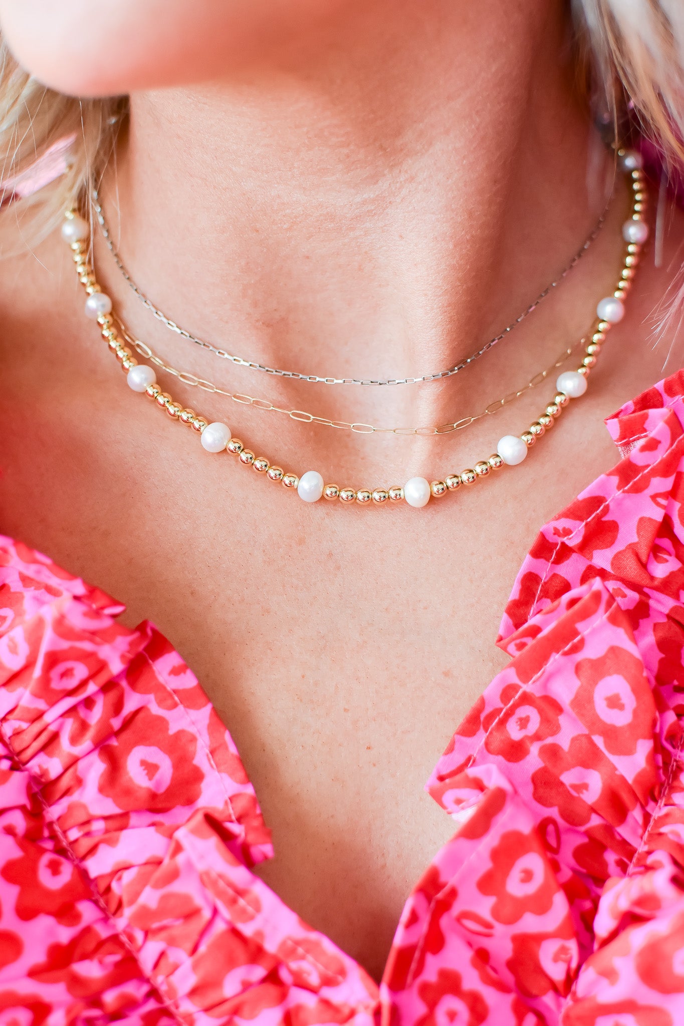 Gold and Pearl Beaded Necklace