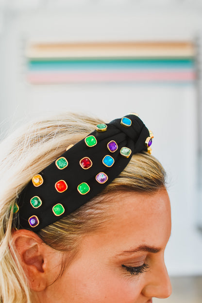 Black Multi Colored Rhinestone Headband