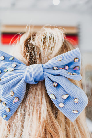 Rhinestone Bow in Blue