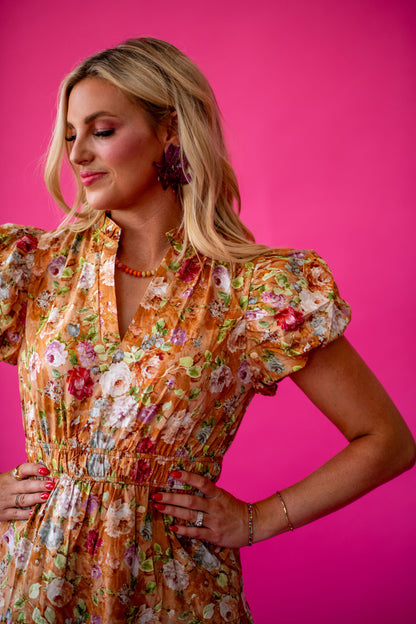Josephine Floral Maxi Dress in Terracotta