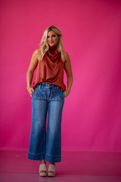 Haven Wide Leg Ruffle Band Jeans