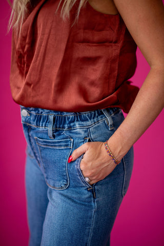 Haven Wide Leg Ruffle Band Jeans
