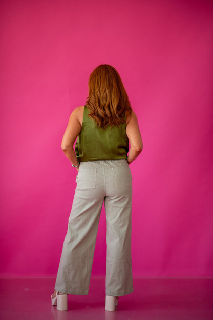 Manon Stripe Pants in Espresso/Cream