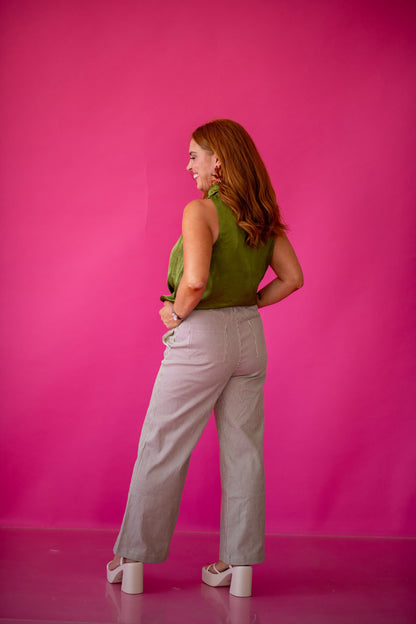 Manon Stripe Pants in Espresso/Cream