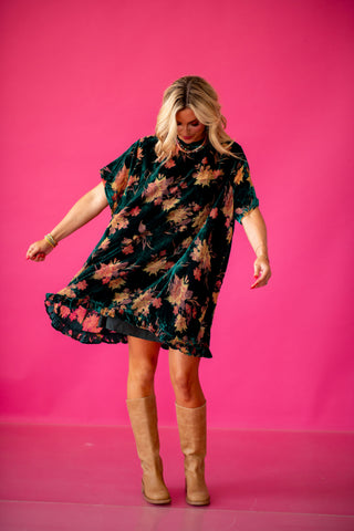 Sinclair Floral Velvet Mini Dress