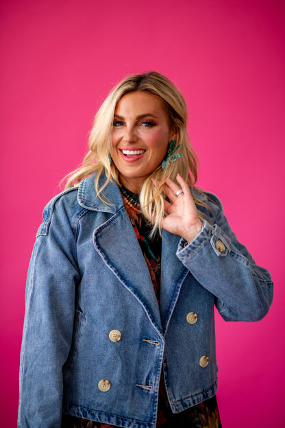 Paula Cropped Trench Denim Jacket