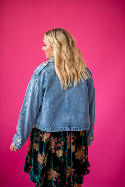 Paula Cropped Trench Denim Jacket