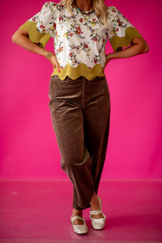 Marissa Corduroy Wide Leg Pants in Dark Mocha