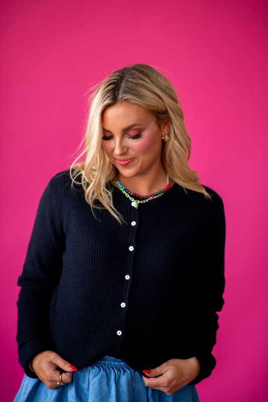 Carolyn Flower Button Down Cardigan