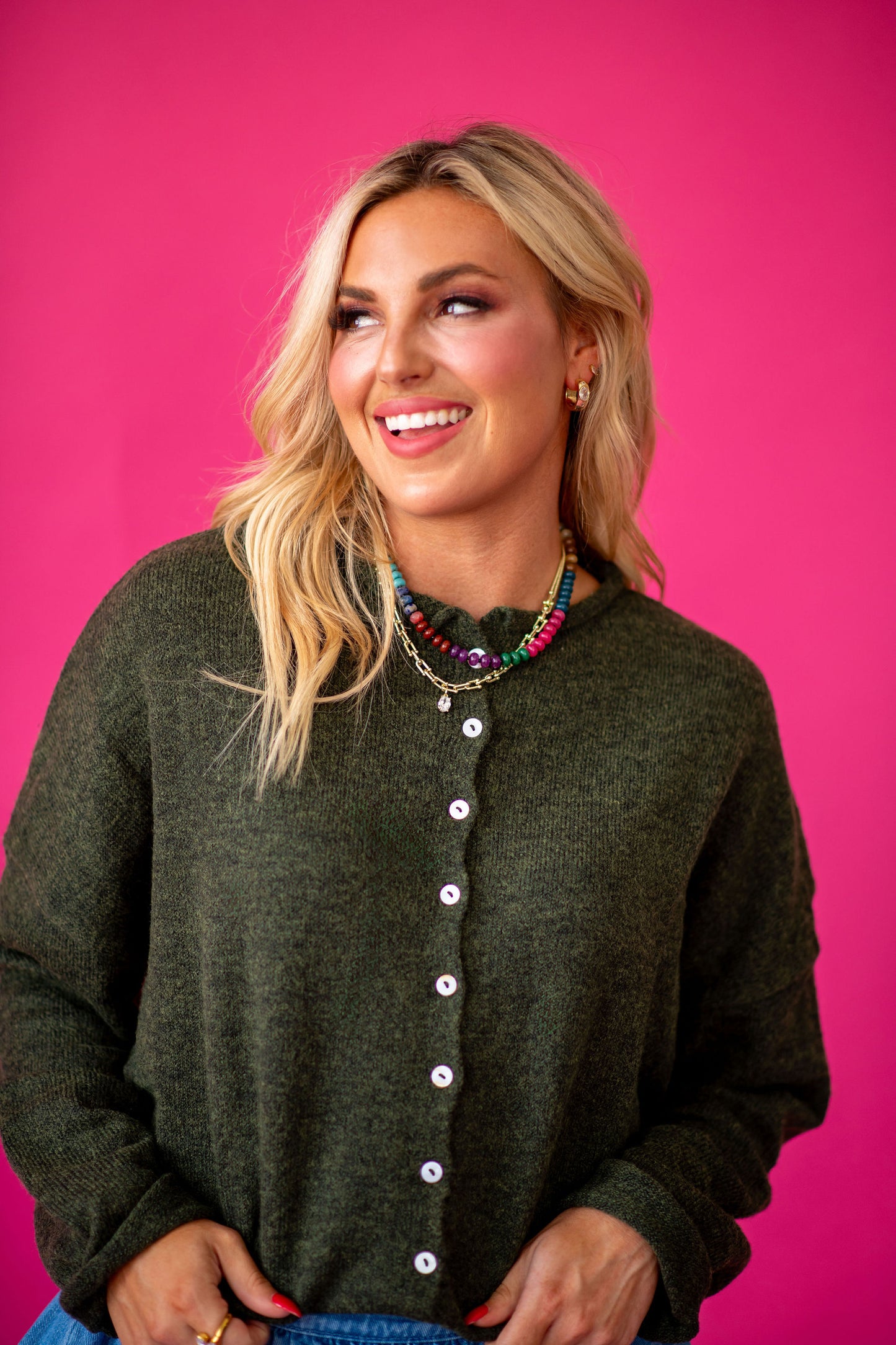 Piper Cardigan -Hunter Green