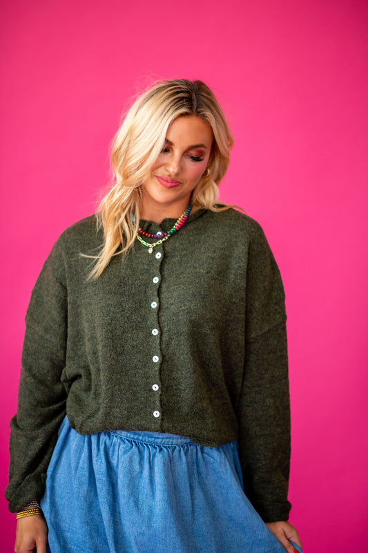 Piper Cardigan -Hunter Green