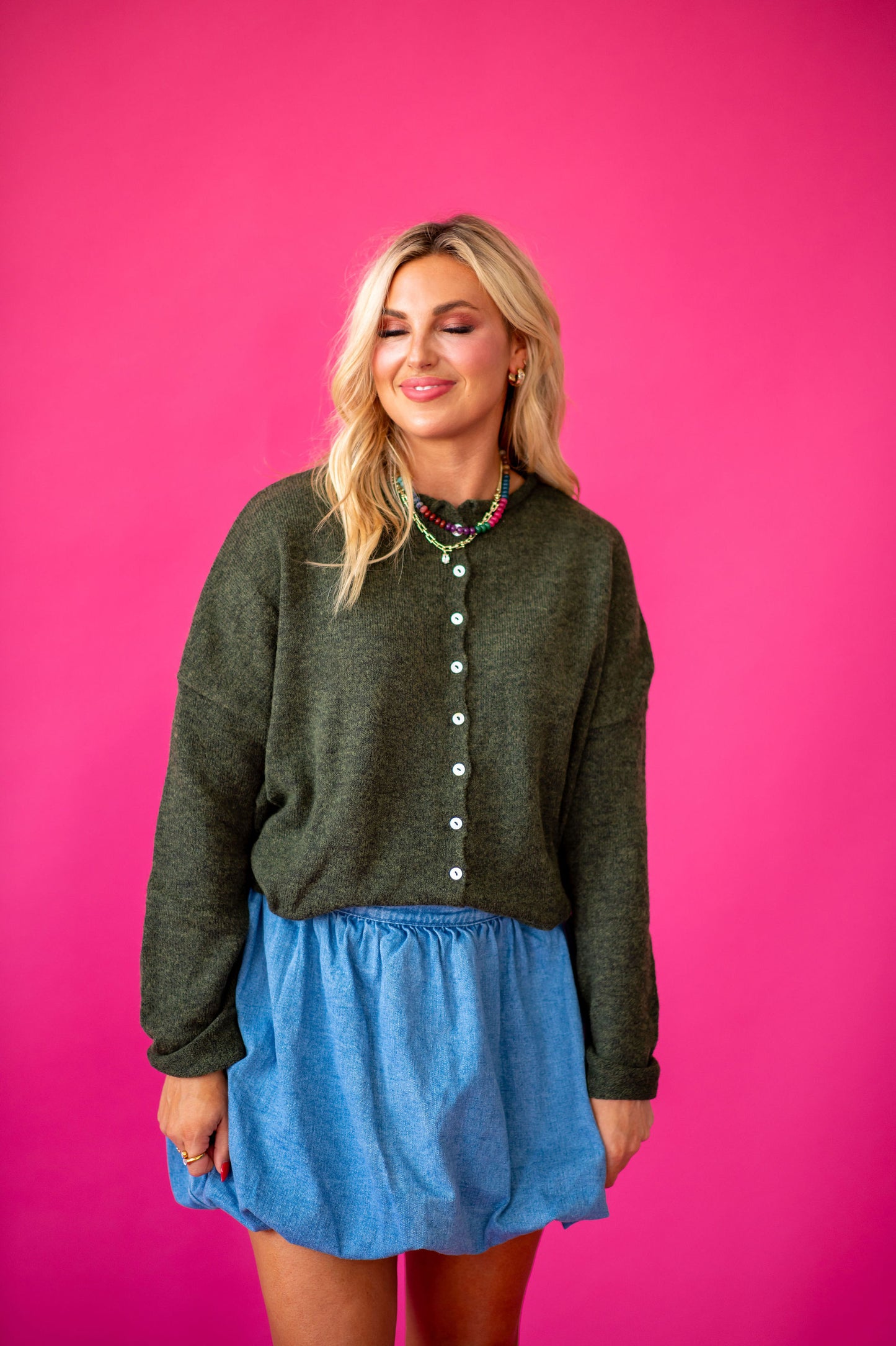Piper Cardigan -Hunter Green